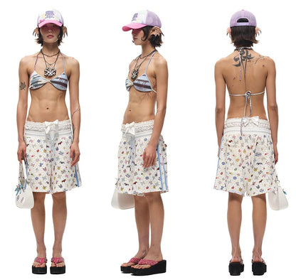 White Kitty Crescent-shaped PU Tote Bag