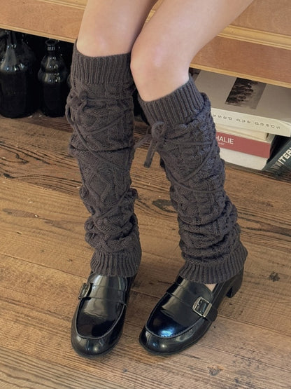 White/Beige/Light Grey/Camel/Dark Grey/Black Y2K Knitted Leg Warmers