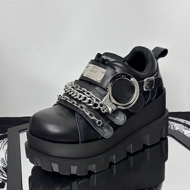 Y2K Handcuffs Design Detachable Chains Black Punk Platforms
