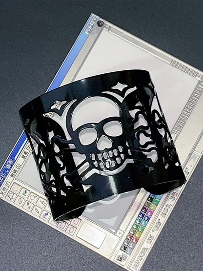 Silver/Black Y2K Punk Skull Hollowed-out Bracelet