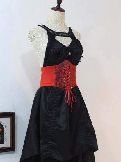 Gothic Red Lace-up Detail Corset Belt