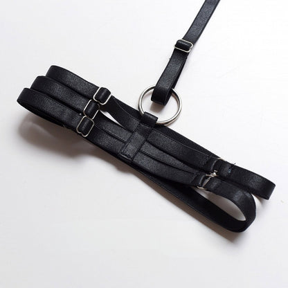 Black Cyberpunk Waist Belt With Garters