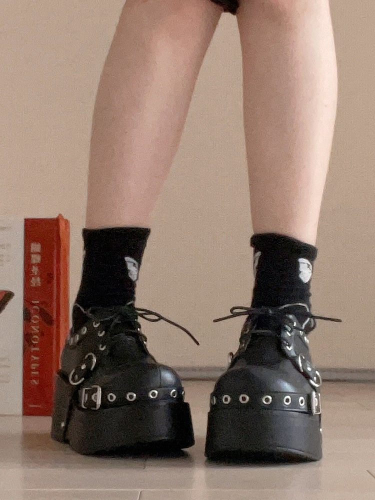 Punk Black Buckle Straps Gothic Platforms
