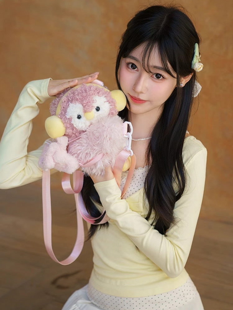 Pink Cute Penguin Plush Backpack/Crossbody Bag Middle/Large Size