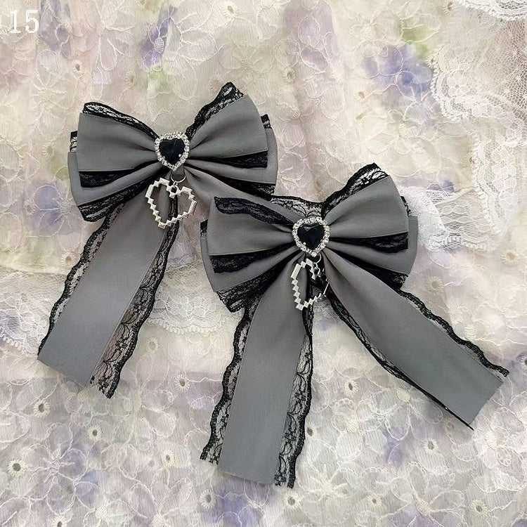 15 Options Heart Decorated Bowknot Hairclips