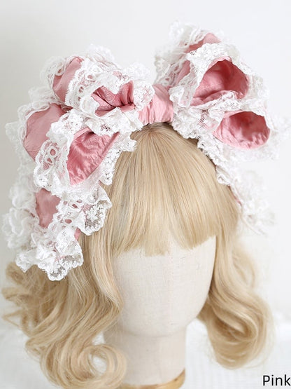 11 Colors Large - Sized Sweet Lolita Multi - layer Bowknot KC With Lace Trims