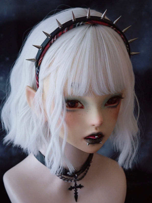 Black And Red Plaid Pattern With Studs Design KC