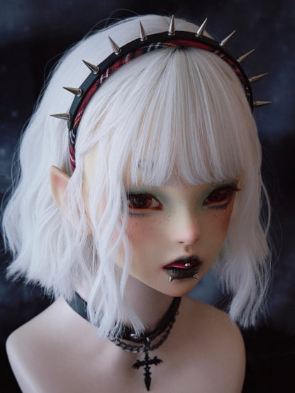 Black And Red Plaid Pattern With Studs Design KC