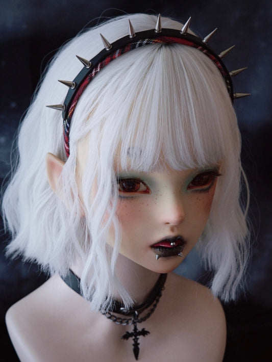 Black And Red Plaid Pattern With Studs Design KC