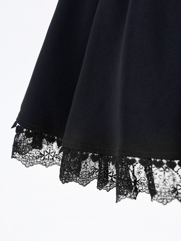 Jirai Kei High Waist Black Skirt Shirring Back Lace-up Front