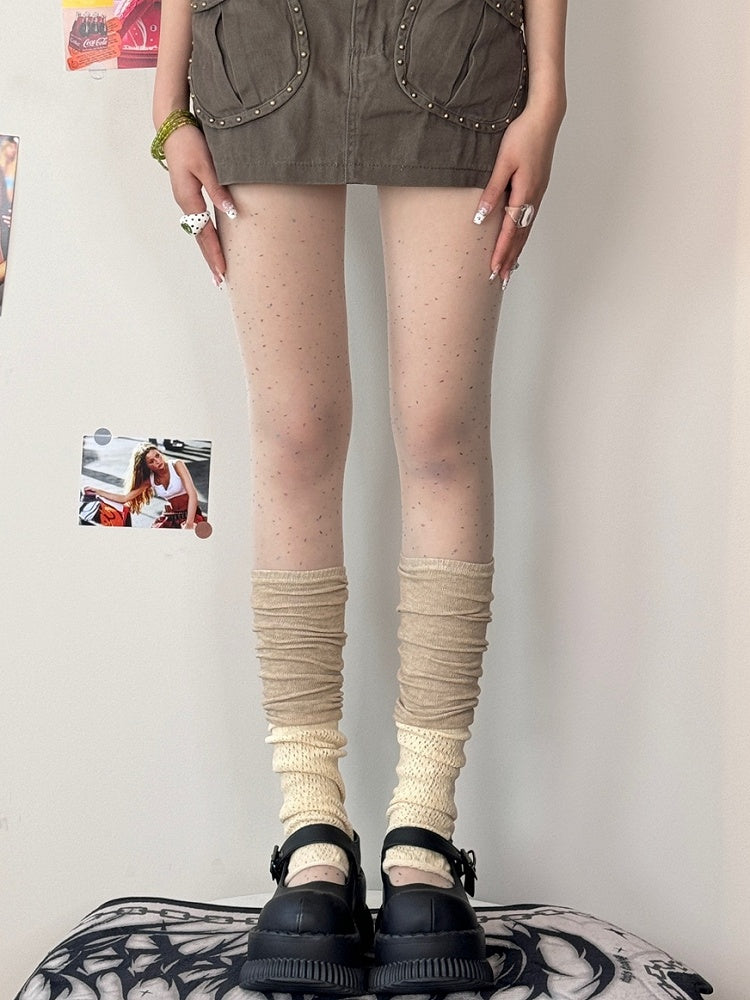 Black/White Polka-dot Pattern Tights