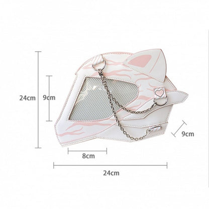 Cat Ear Design Helmet Shaped Ita Bag White&Pink