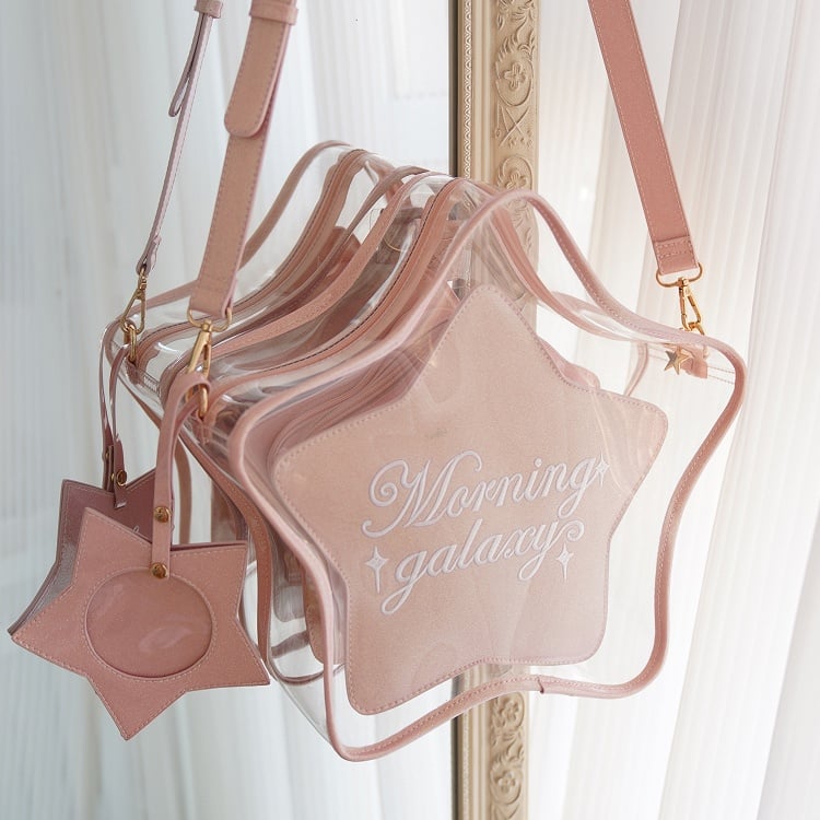 Pink PU Star-shaped Ita Bag Set with Detachable Badge Charm