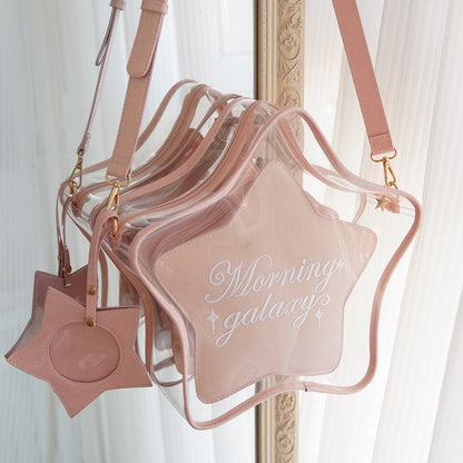 Pink PU Star-shaped Ita Bag Set with Detachable Badge Charm