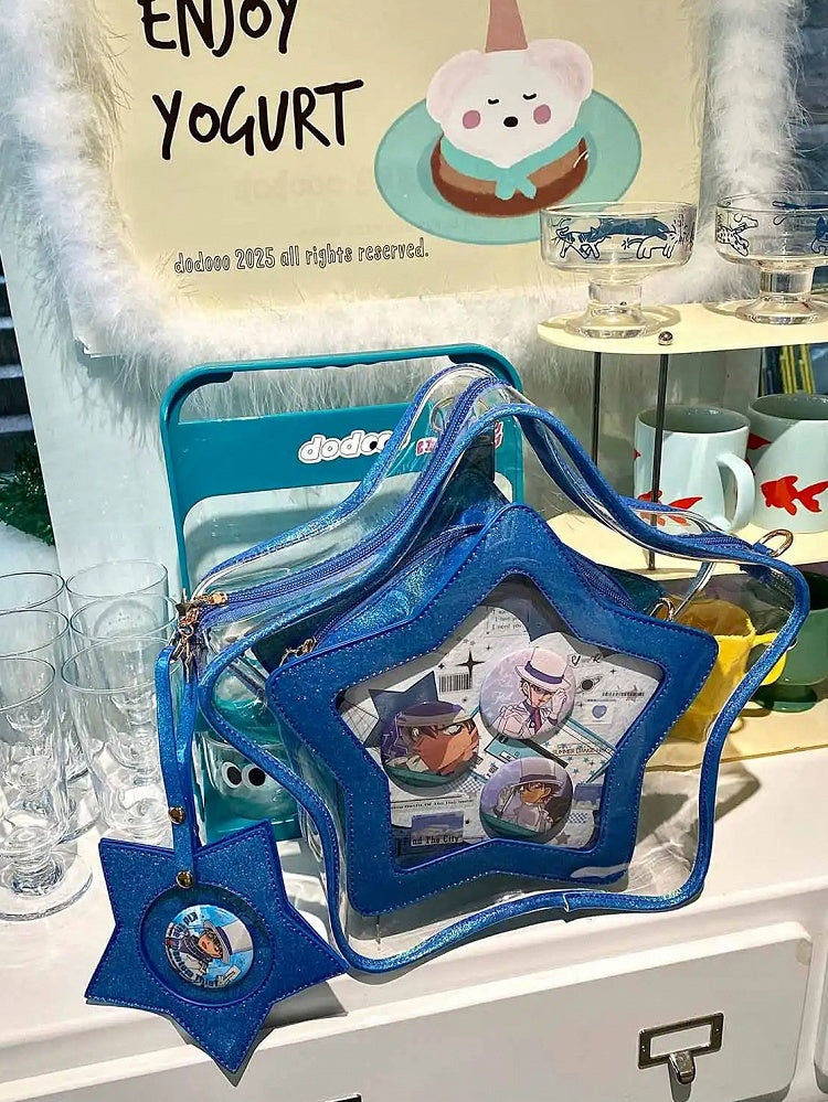 Dark Blue PU Star-shaped Ita Bag Set with Detachable Badge Charm