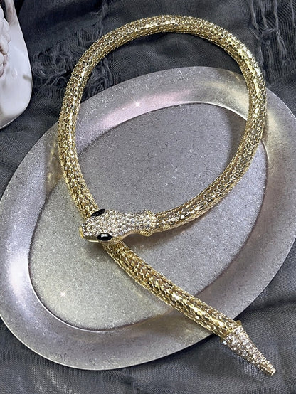 Gold Snake Design Bangle With Necklace Set