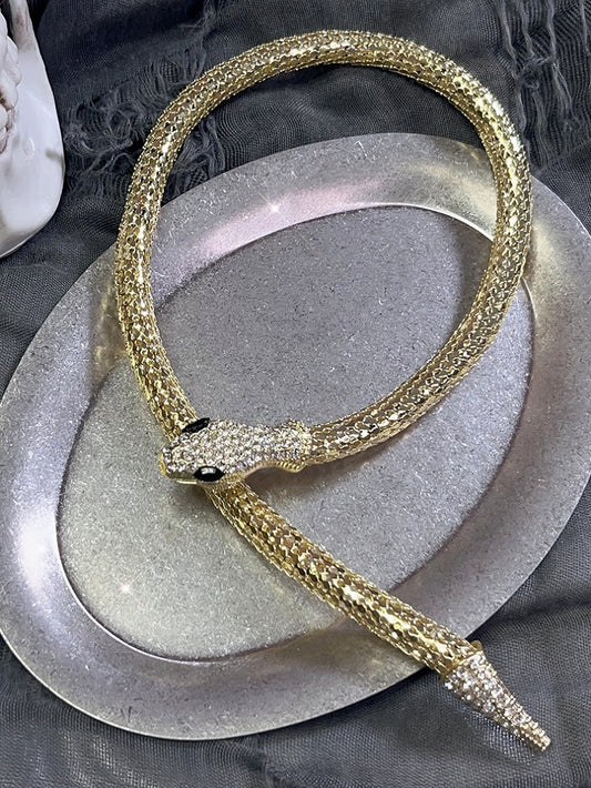 Gold Snake Design Bangle With Necklace Set