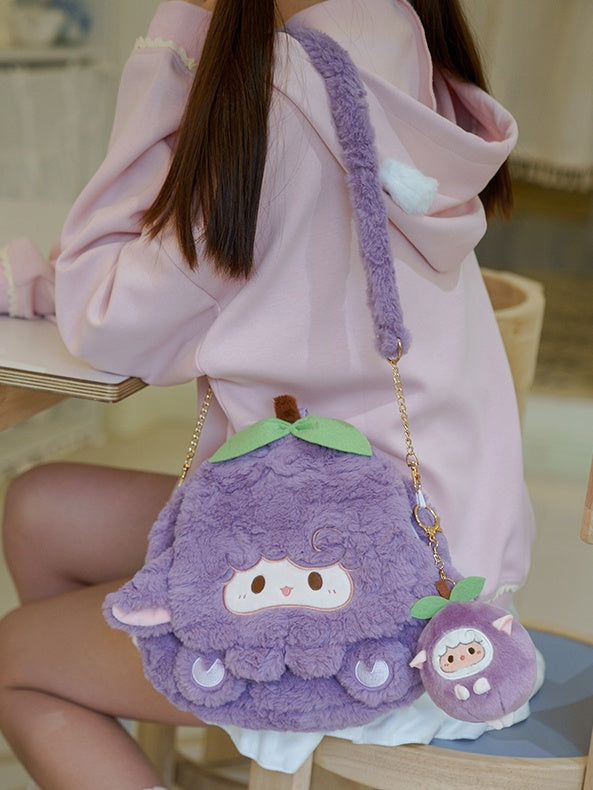 Purple Cute Lamb Plush Flap Backpack Bag Middle/Large Size