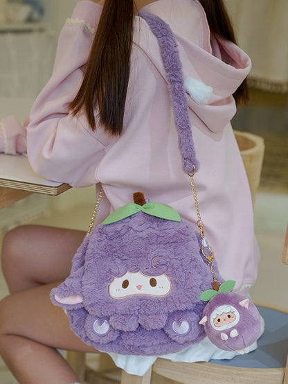 Purple Cute Lamb Plush Flap Backpack Bag Middle/Large Size