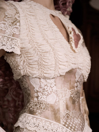 Romantic Goth Love Cutout Short Sleeves Corset Top