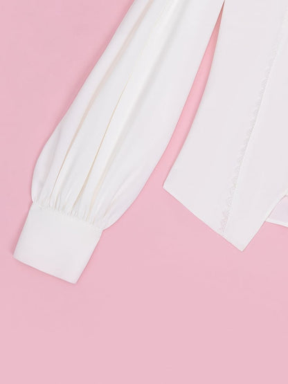 Ouji Fashion White Elegant Long Sleeves Shirt