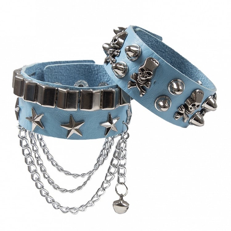 8 Colors Skeleton and Star Detail Punk Bracelet