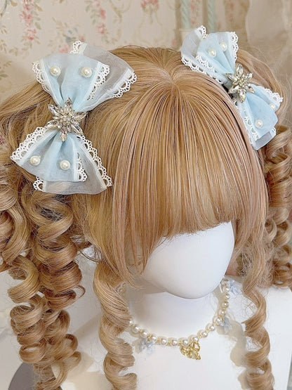5 Color Options Beaded And Rhinestone Decorated Bowknot Hairclip