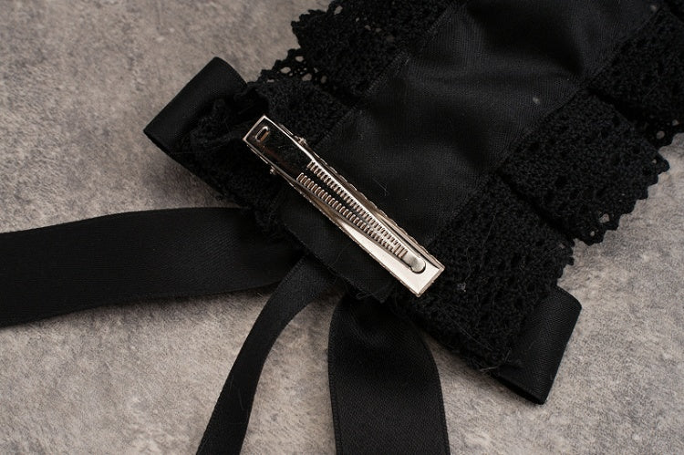 Black Gothic Bunny Ears Hairband with Bowknots