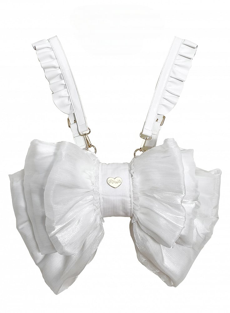 White Big Bow Backpack 3 Size Options