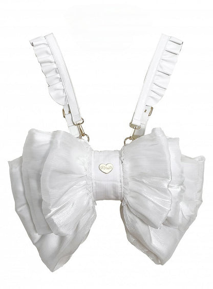 White Big Bow Backpack 3 Size Options