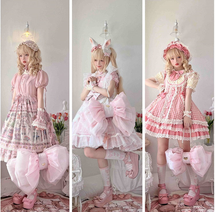 Best Seller Light Pink Cute Big Bow Backpack 3 Size Options