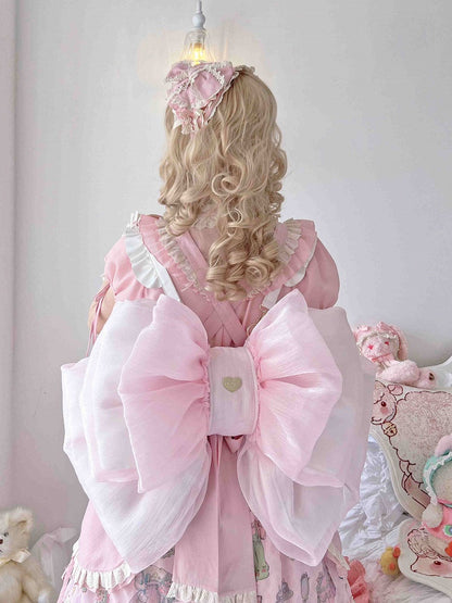 Best Seller Light Pink Cute Big Bow Backpack 3 Size Options