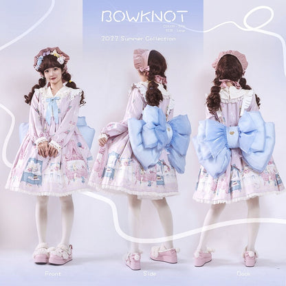 Sax Blue Tulle Big Bow Backpack Solid Color 3 Size Options