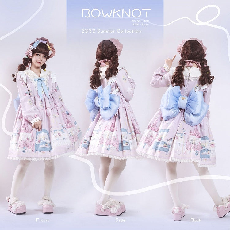 Sax Blue Tulle Big Bow Backpack Solid Color 3 Size Options