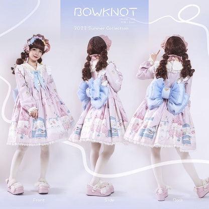 Sax Blue Tulle Big Bow Backpack Solid Color 3 Size Options