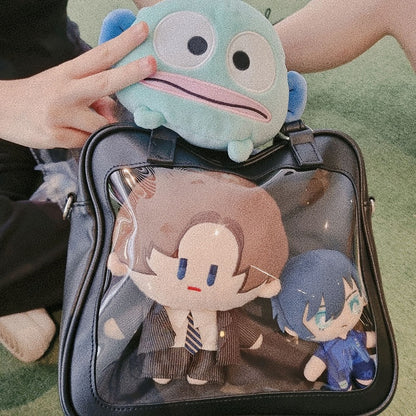 Black/White/Light Blue Square PU Tote Ita Bag