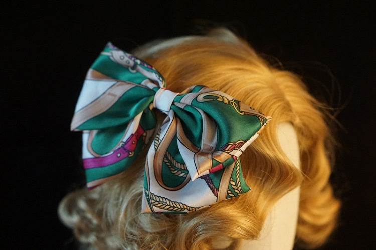 4 Color Options Handmade Striped Pattern Big Bow Hairclip