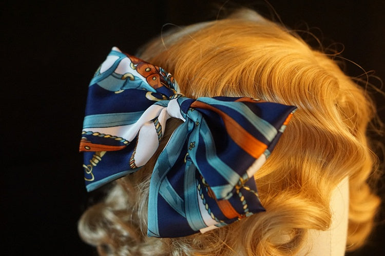 4 Color Options Handmade Striped Pattern Big Bow Hairclip