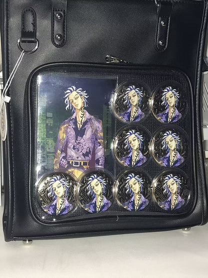 Milk White/Black Square PU Tote Ita Bag