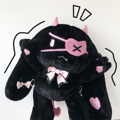 Devil Bunny Black and Pink Plush Bag