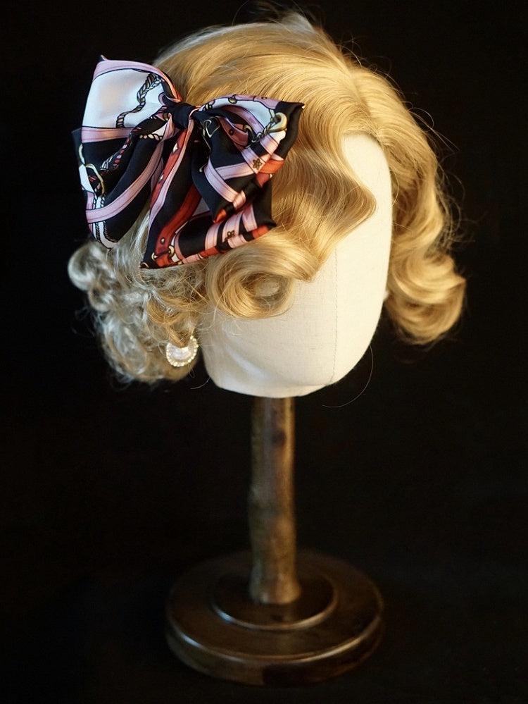 4 Color Options Handmade Striped Pattern Big Bow Hairclip