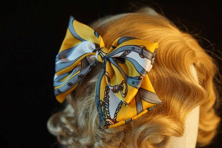 4 Color Options Handmade Striped Pattern Big Bow Hairclip