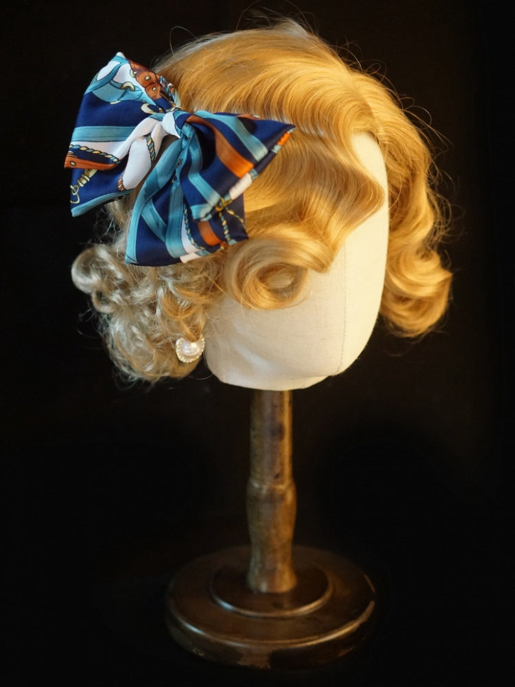 4 Color Options Handmade Striped Pattern Big Bow Hairclip