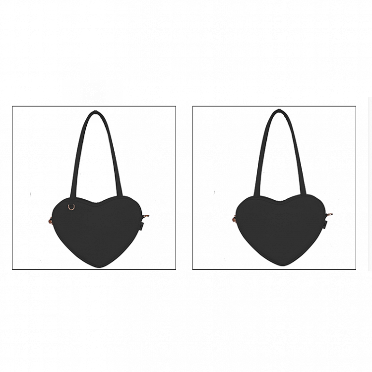 Large Size Heart-shaped Zip Closure Sweet Shoulder Bag