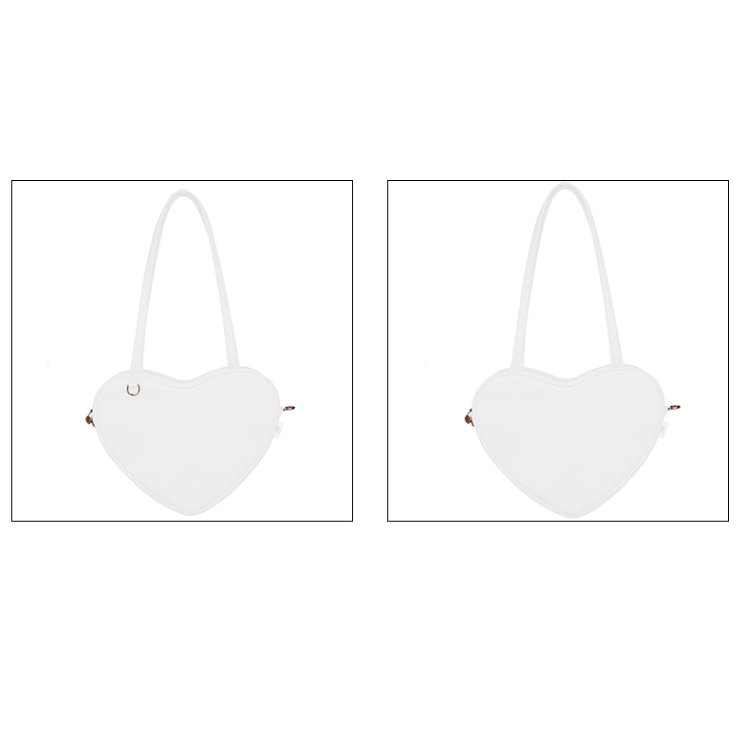 Large Size Heart-shaped Zip Closure Sweet Shoulder Bag