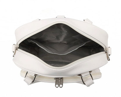 Bear Ears Design White/Wine Red/Silver PU Square Ita Bag