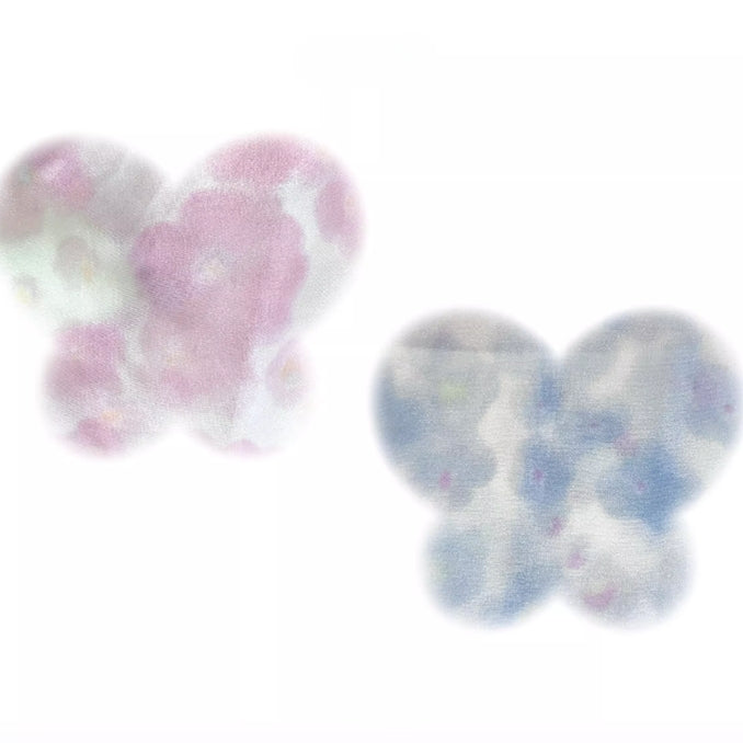 Blue Floral Print V-neck Top Lace Trim