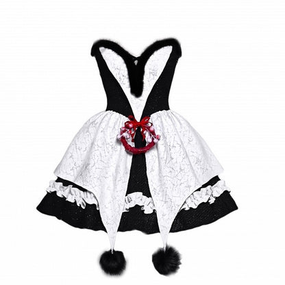 Gothic Christmas Plush Sweetheart Neckline Bouffant Dress/Full Set