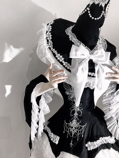 Black / Red / Blue Halloween Witch Hat with Bead Chains