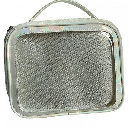 Metallic Black/White/Silver PU Square Crossbody Ita Bag